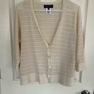 Jones New York Cream Lace Cardigan Sweater